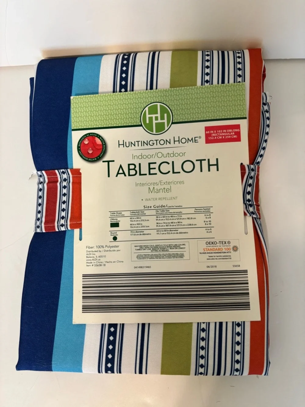 HUNTINGTON HOME Indoor/Outdoor Tablecloth 60” x 102” *NEW*